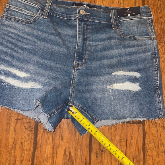 Hollister Blue Distressed High rise cut off Jean denim Shorts NWT Size 17 - Picture 6 of 6